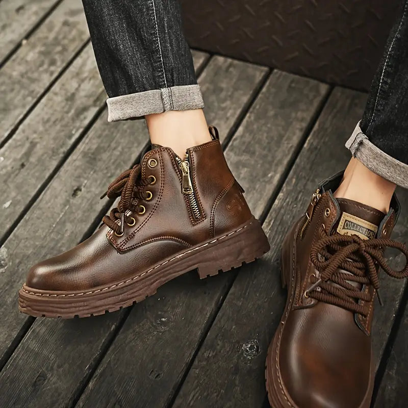 Bottes Cuir Véritable Homme – Semelle Robuste et Confort Durable