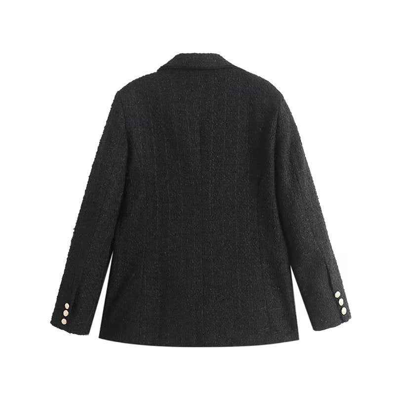Blazer Femme – Col Cranté et Taille Ajustée Longueur Hanches Intemporelle
