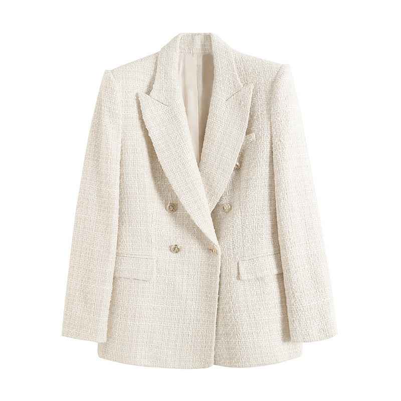 Blazer Femme – Col Cranté et Taille Ajustée Longueur Hanches Intemporelle