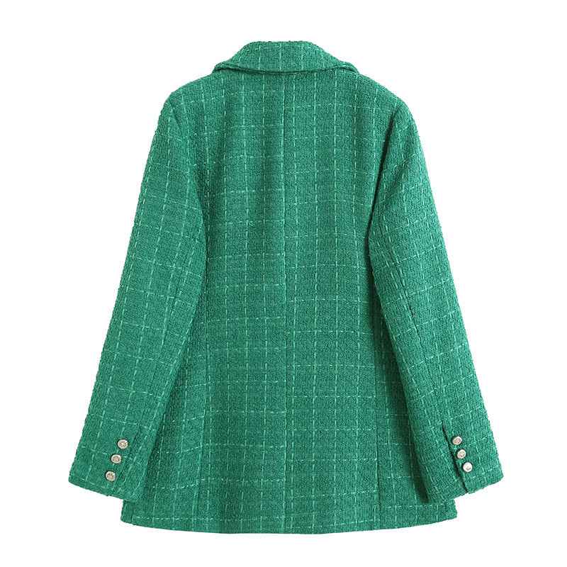 Blazer Femme – Col Cranté et Taille Ajustée Longueur Hanches Intemporelle