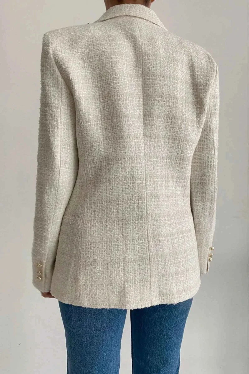 Blazer Femme – Col Cranté et Taille Ajustée Longueur Hanches Intemporelle