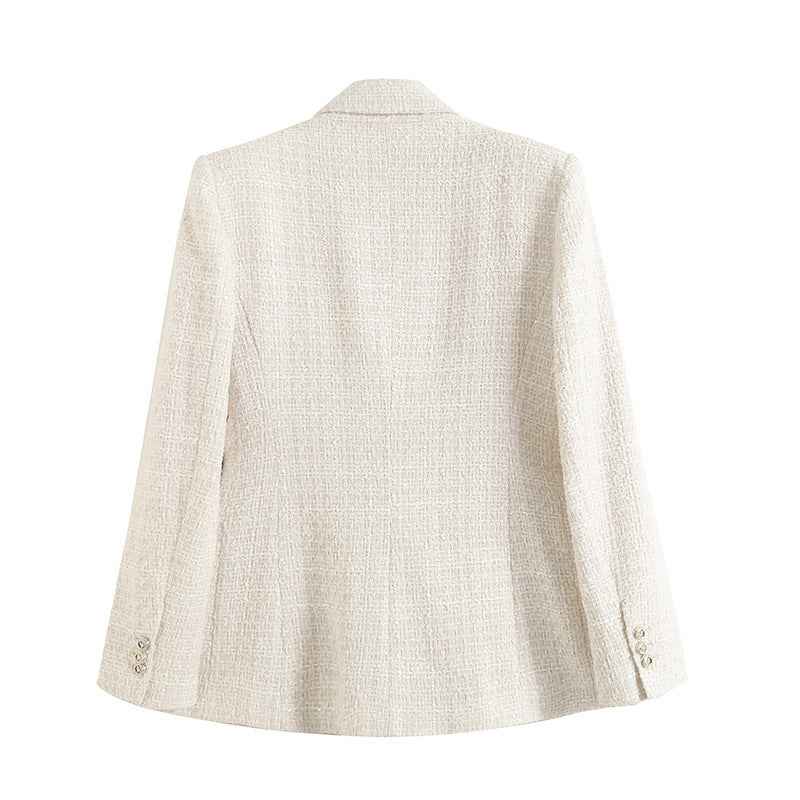 Blazer Femme – Col Cranté et Taille Ajustée Longueur Hanches Intemporelle
