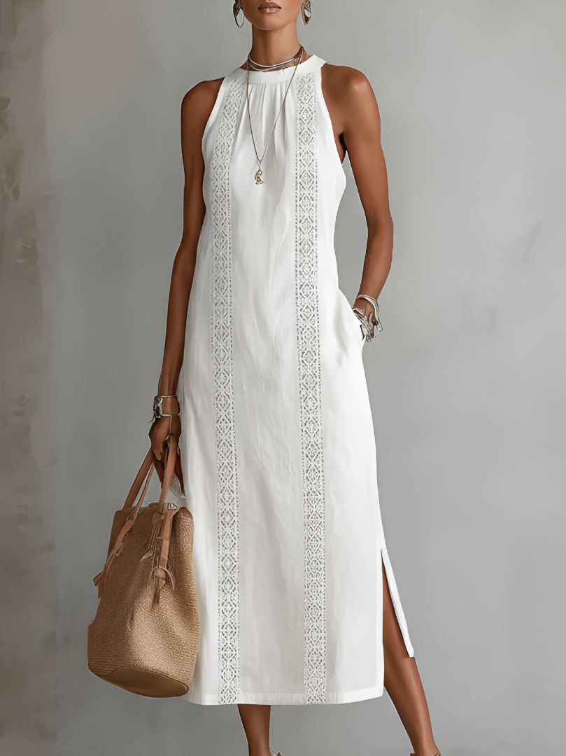 Robe mi-longue pour femme - style brodé coupe ample pour été