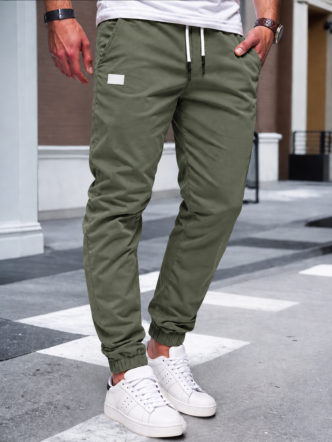 Jogger Cargo Homme – Taille Élastique Poches Latérales Tissu Léger