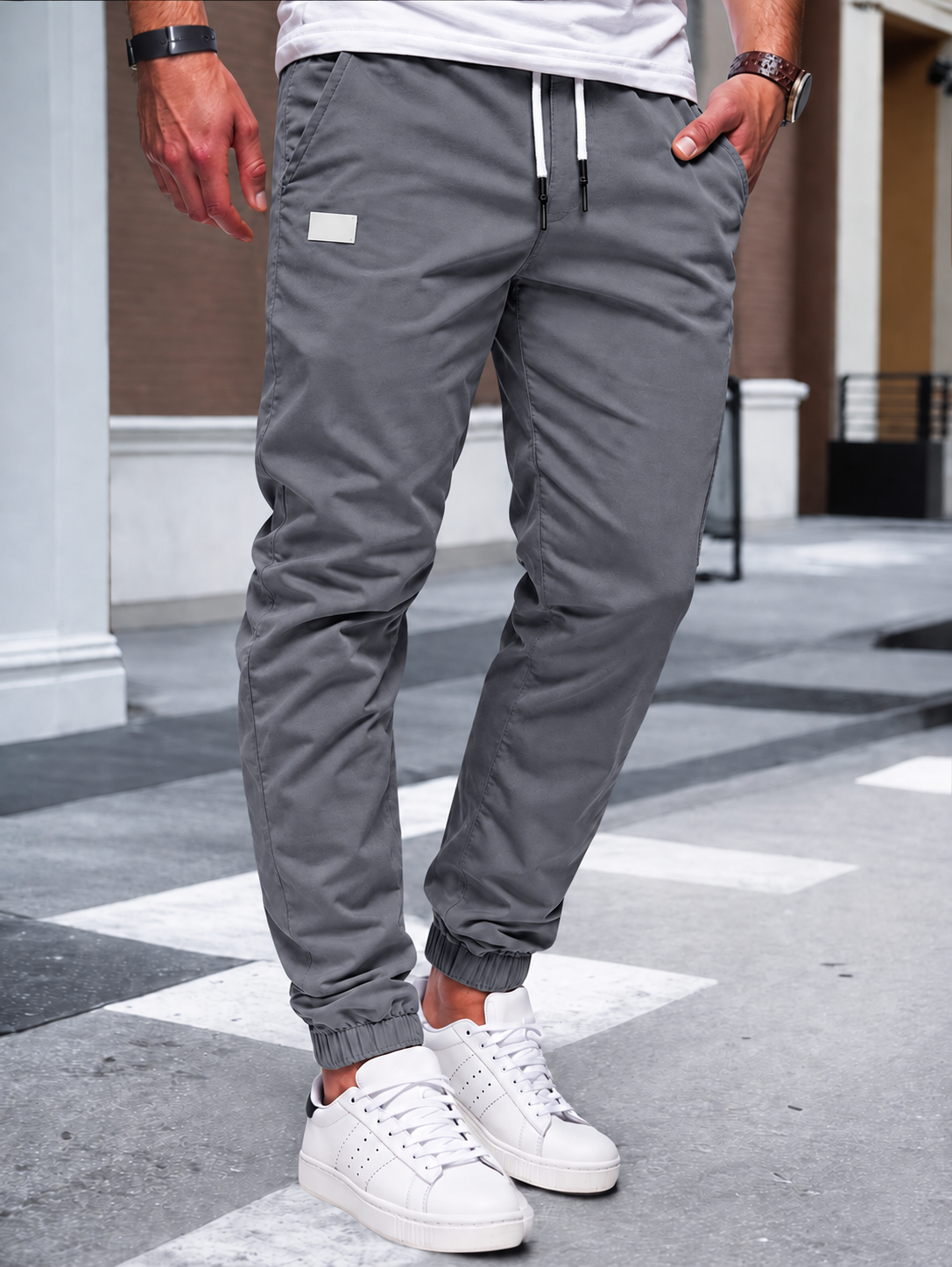 Jogger Cargo Homme – Taille Élastique Poches Latérales Tissu Léger
