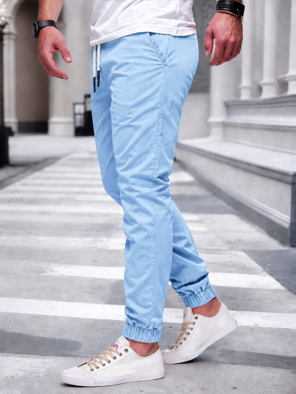 Jogger Cargo Homme – Taille Élastique Poches Latérales Tissu Léger