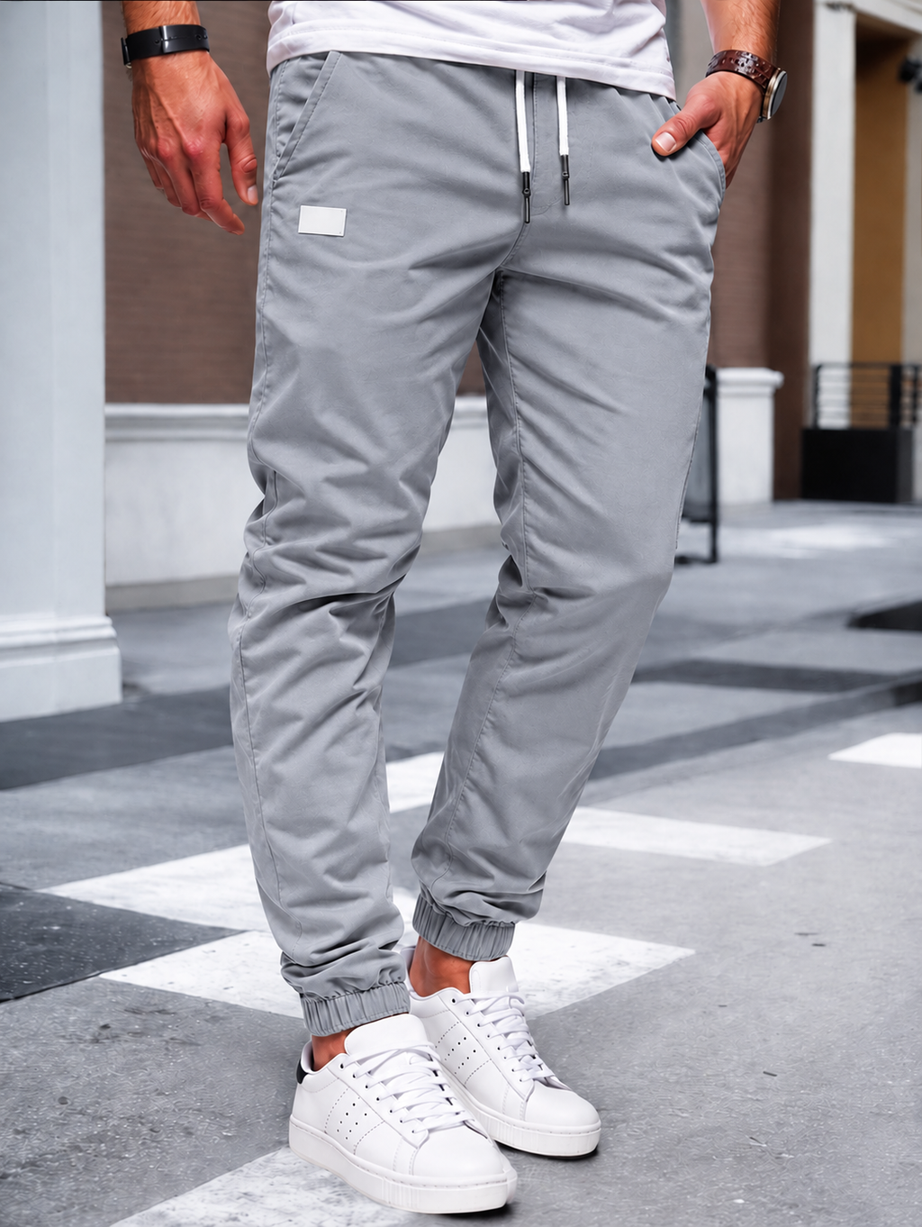 Jogger Cargo Homme – Taille Élastique Poches Latérales Tissu Léger