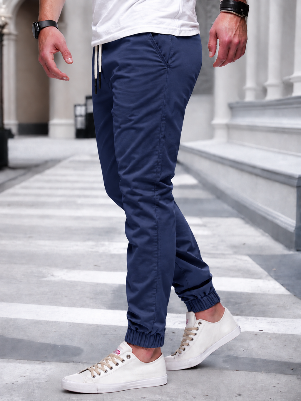 Jogger Cargo Homme – Taille Élastique Poches Latérales Tissu Léger