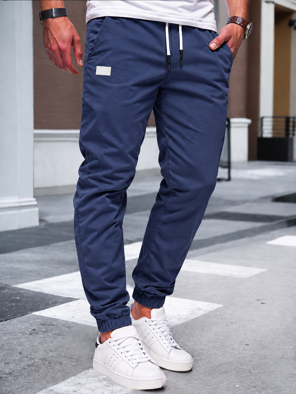 Jogger Cargo Homme – Taille Élastique Poches Latérales Tissu Léger