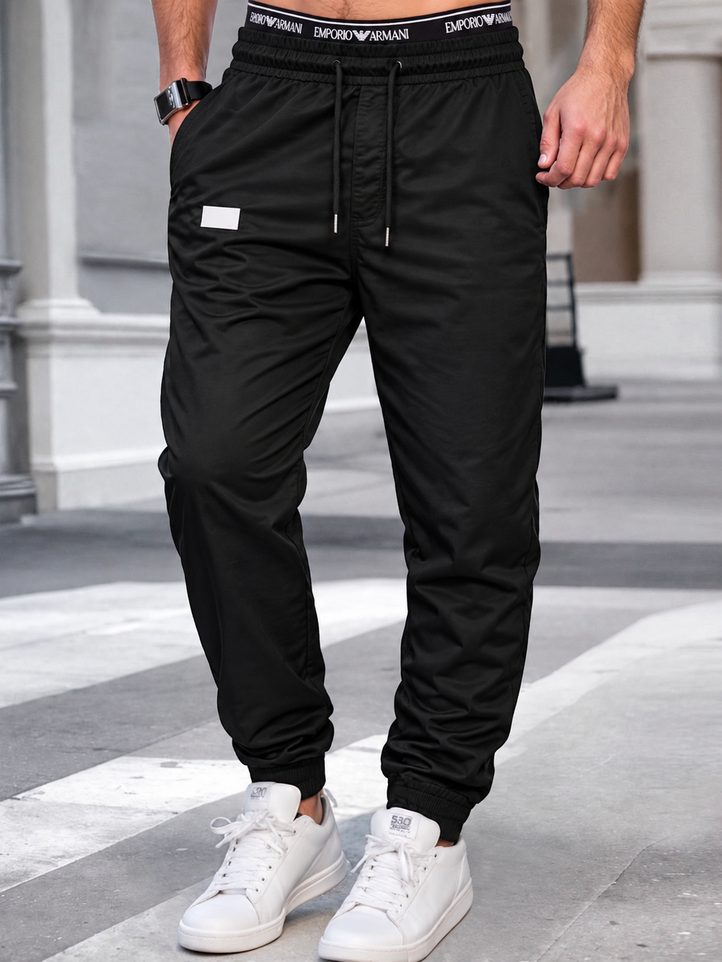Jogger Cargo Homme – Taille Élastique Poches Latérales Tissu Léger