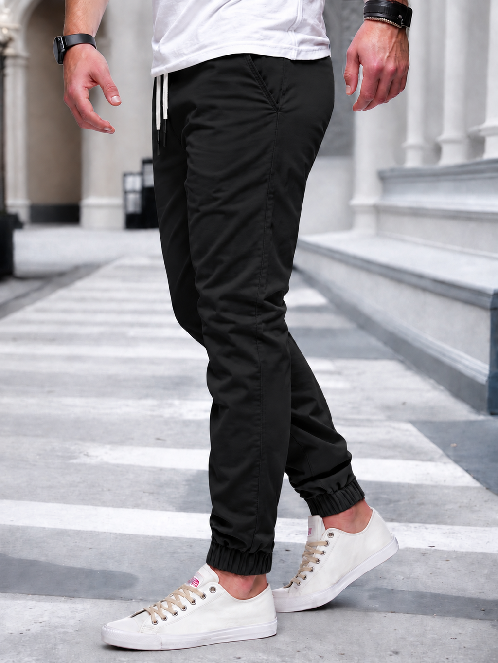 Jogger Cargo Homme – Taille Élastique Poches Latérales Tissu Léger