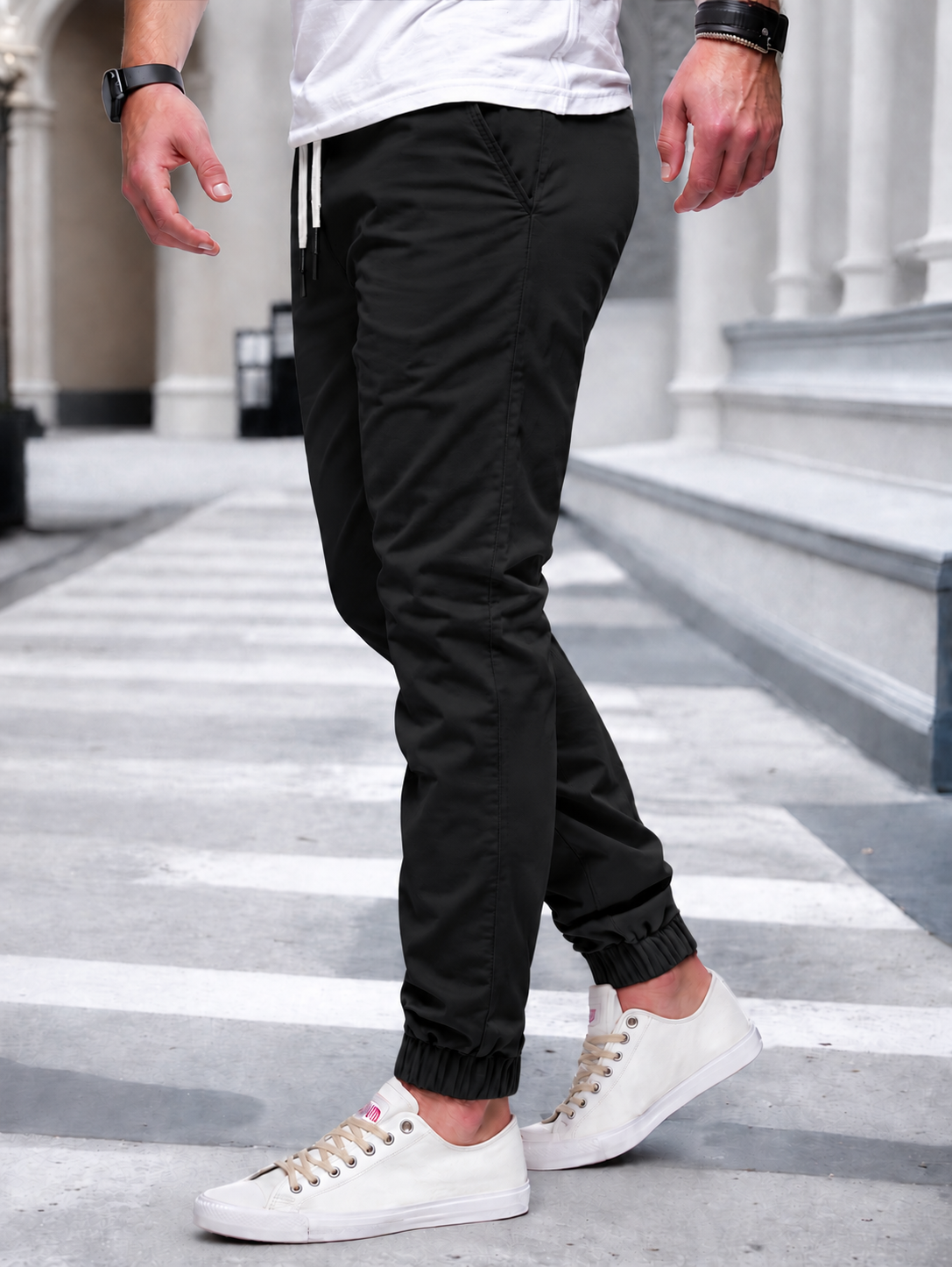 Jogger Cargo Homme – Taille Élastique Poches Latérales Tissu Léger