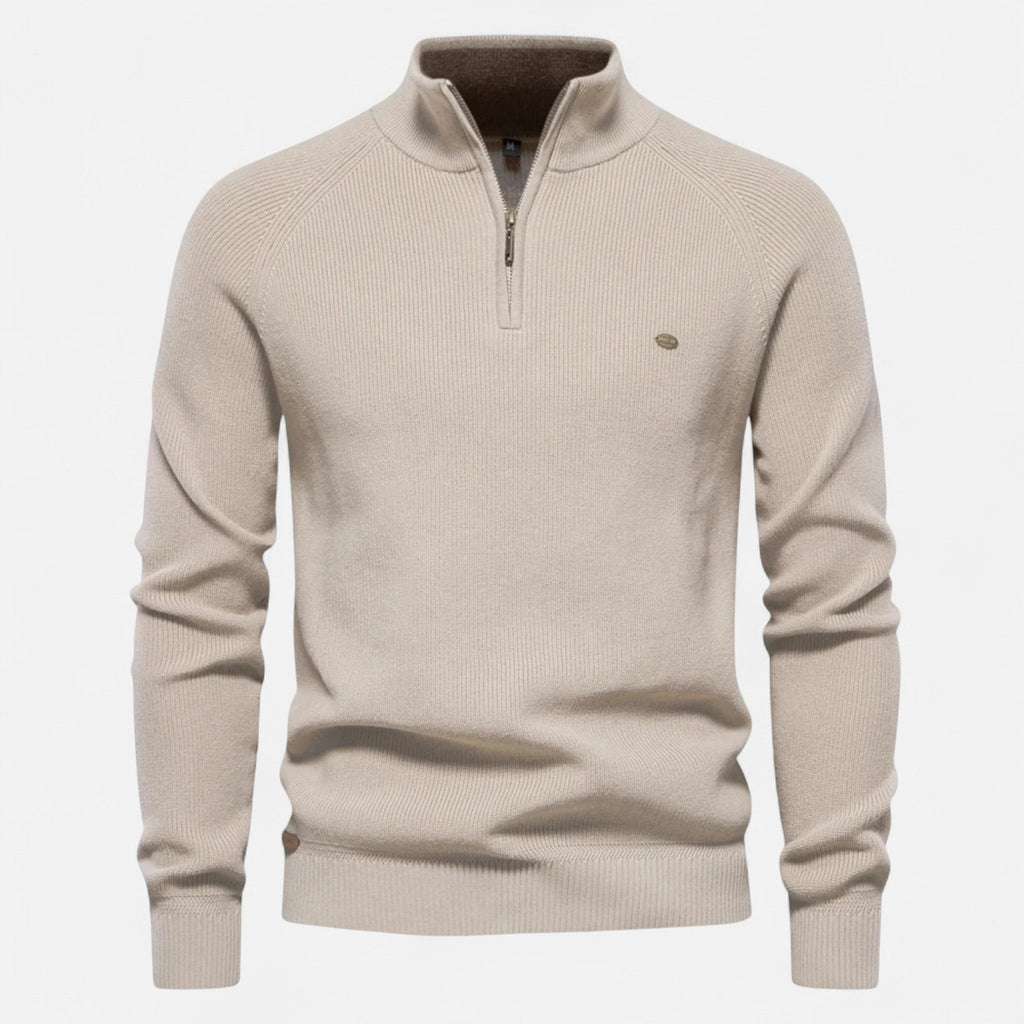 Ancienne Monde | Pull Homme Demi-Zip en Coton Premium