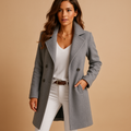 Manteau Femme Tissu – Col Classique Boutonnage Croisé Silhouette Longue
