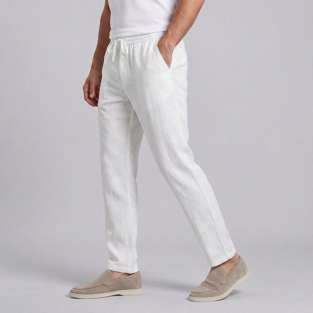 Pantalon Homme En Mélange Lin