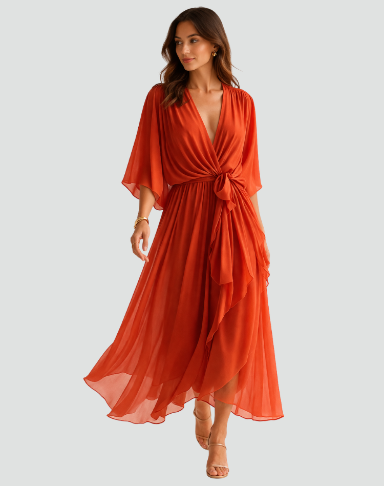 Robe Midi Fluide À Nouer