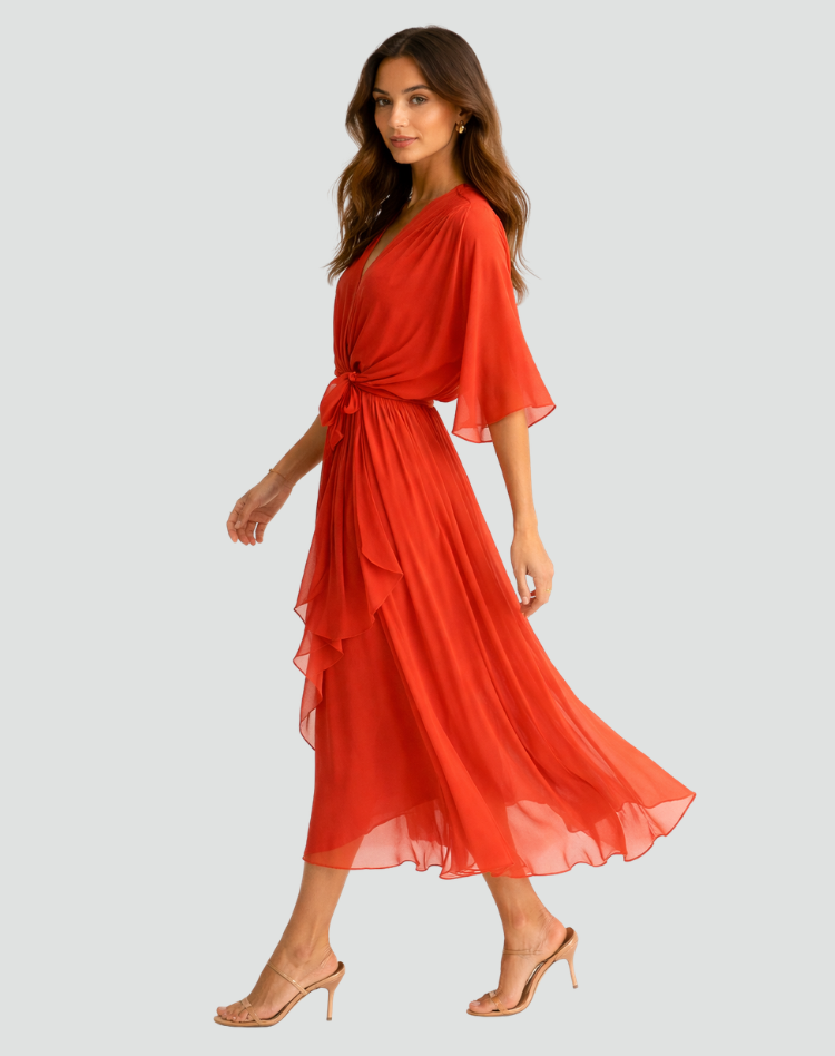 Robe Midi Fluide À Nouer