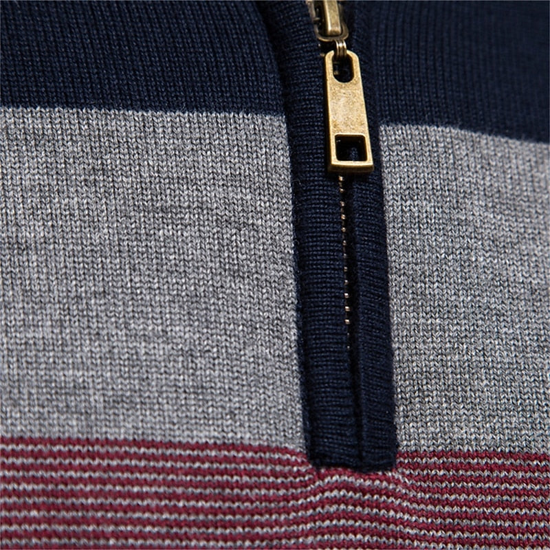 Pull Zippé Homme – Col Montant et Coupe Ajustée au Style Intemporel