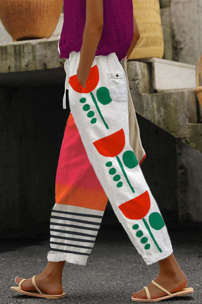 Pantalon Fluide À Motifs