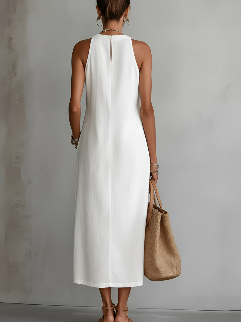 Robe mi-longue pour femme - style brodé coupe ample pour été