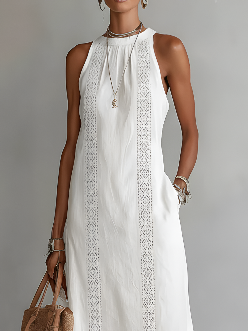 Robe mi-longue pour femme - style brodé coupe ample pour été