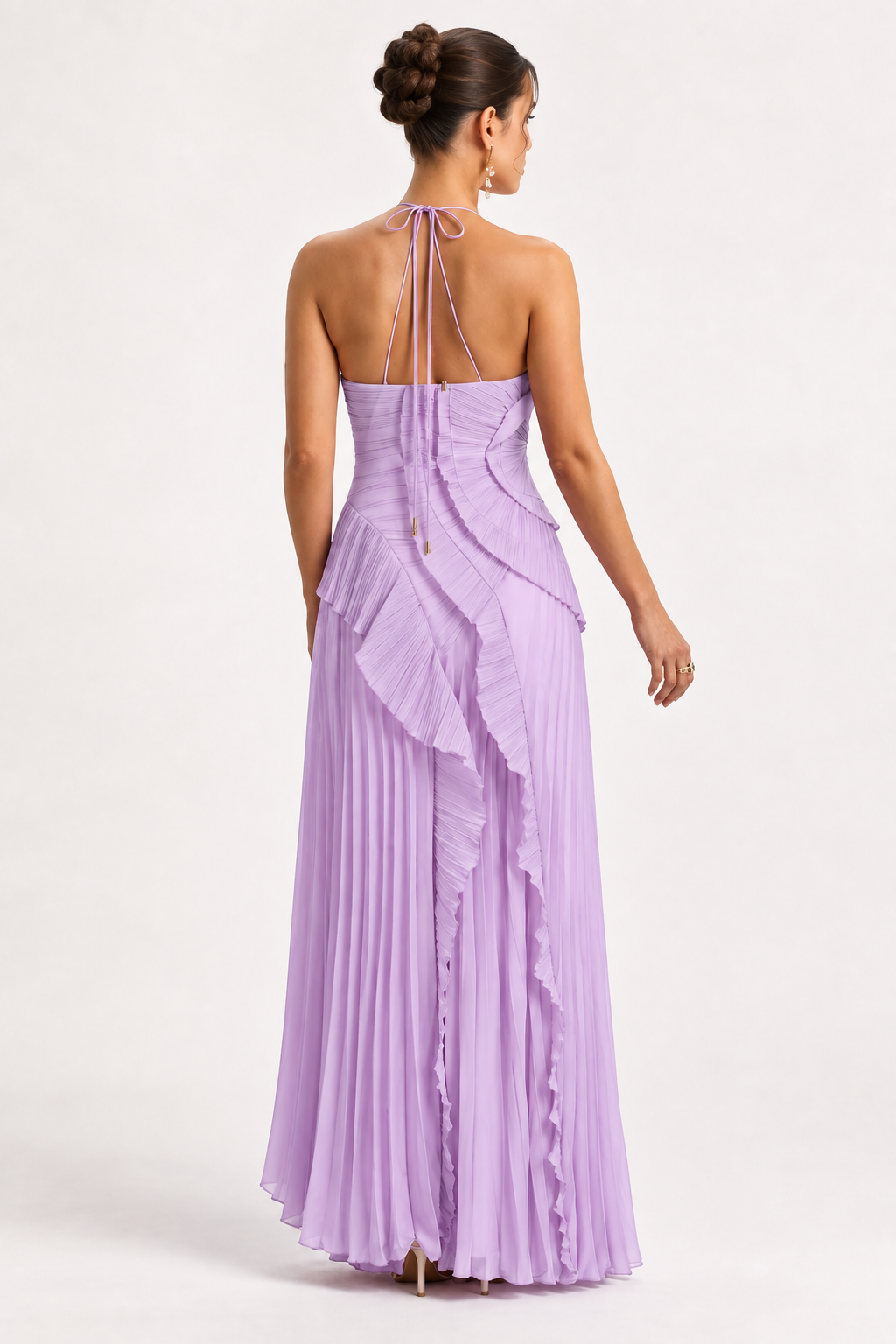 Robe maternité longue plissée dos nu