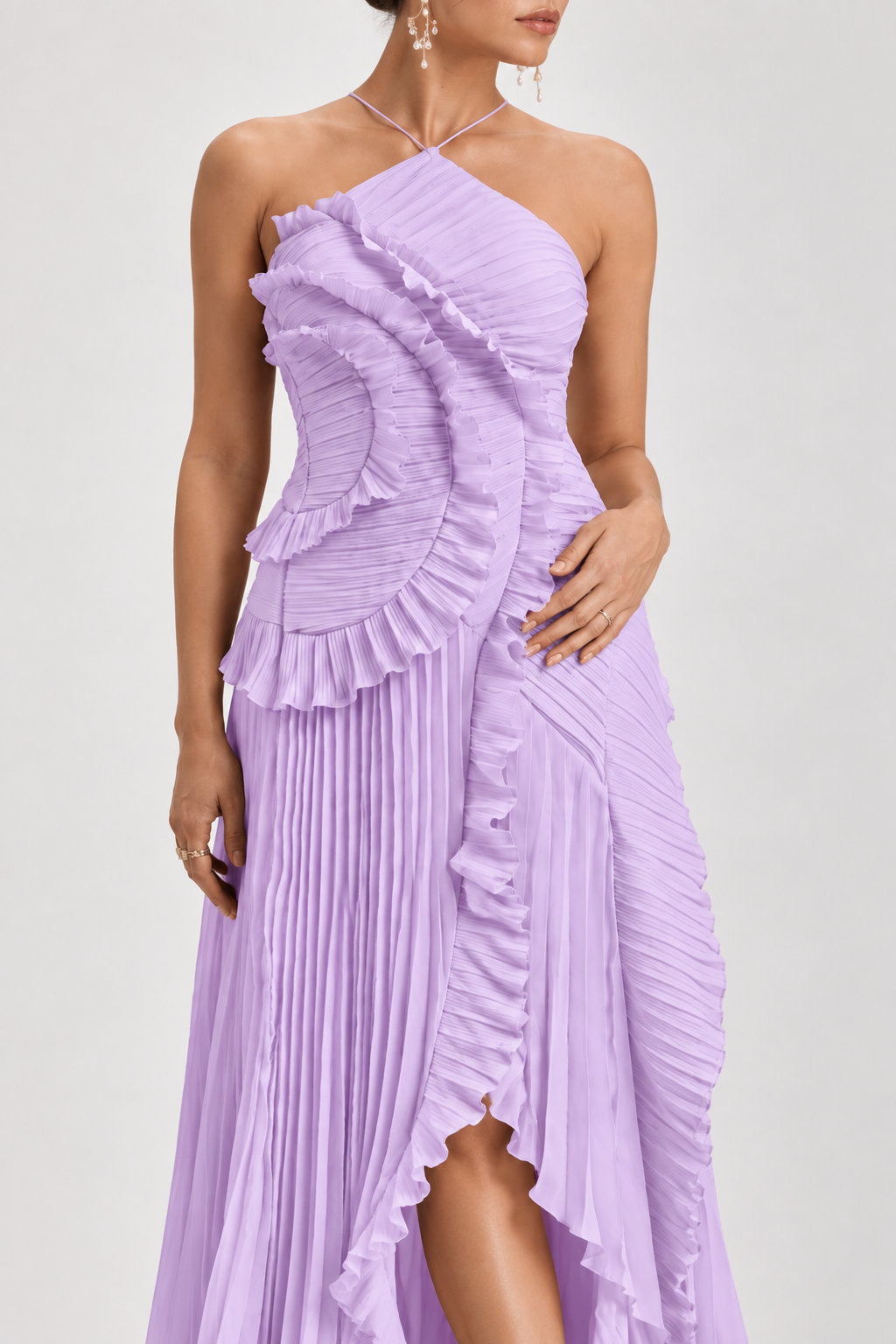 Robe maternité longue plissée dos nu
