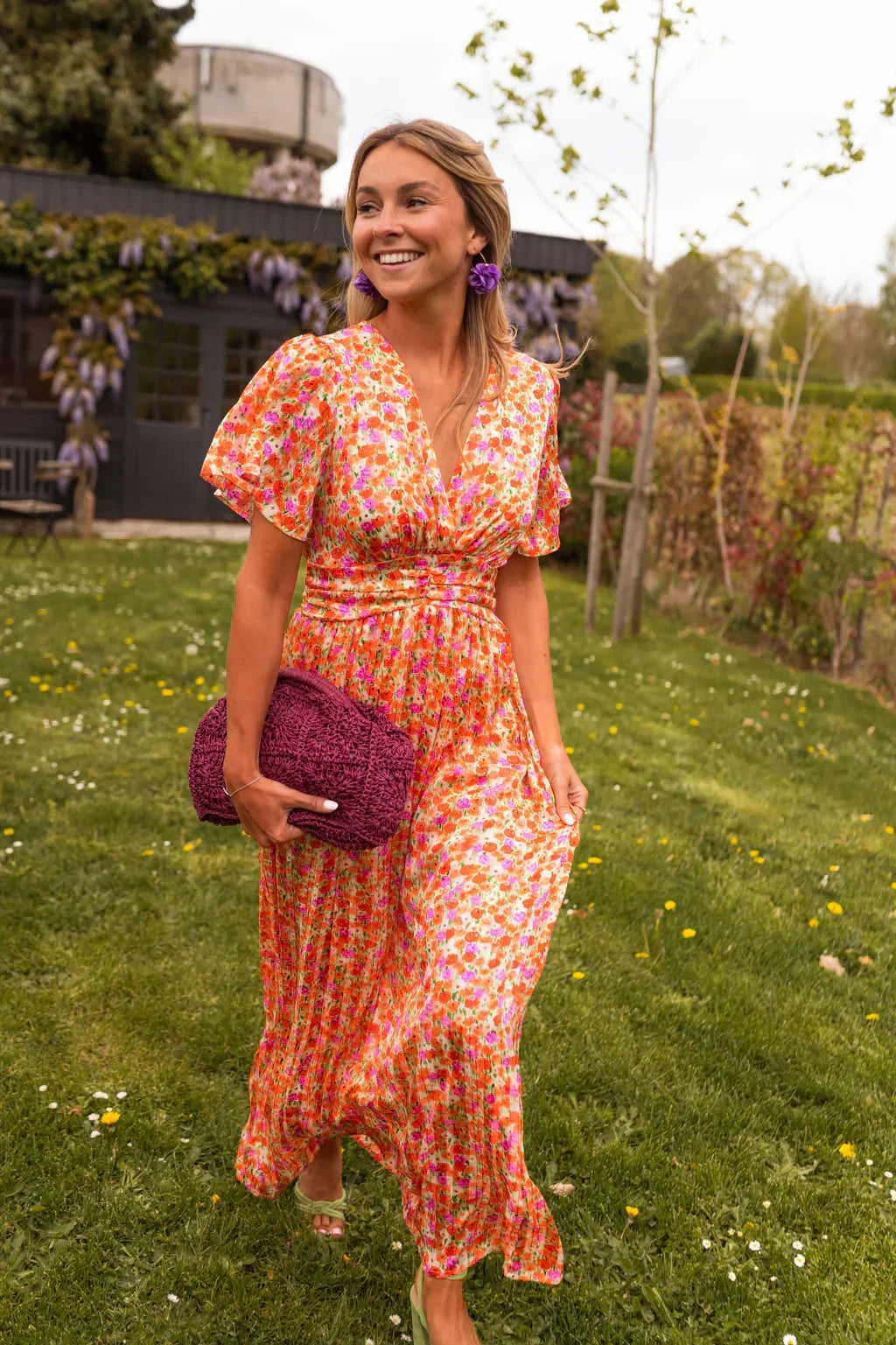 Maxi Robe Imprimée à Volants