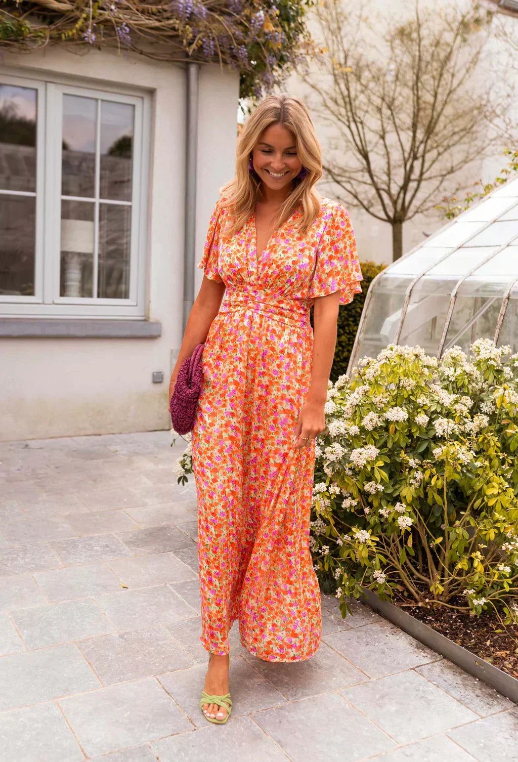 Maxi Robe Imprimée à Volants