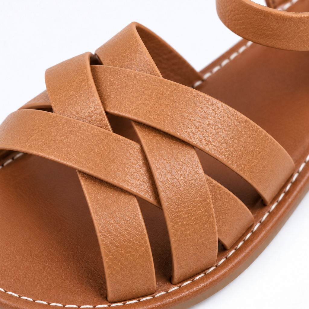 Sandales Plates à Brides Entrecroisées et Boucle de Cheville pour Femme