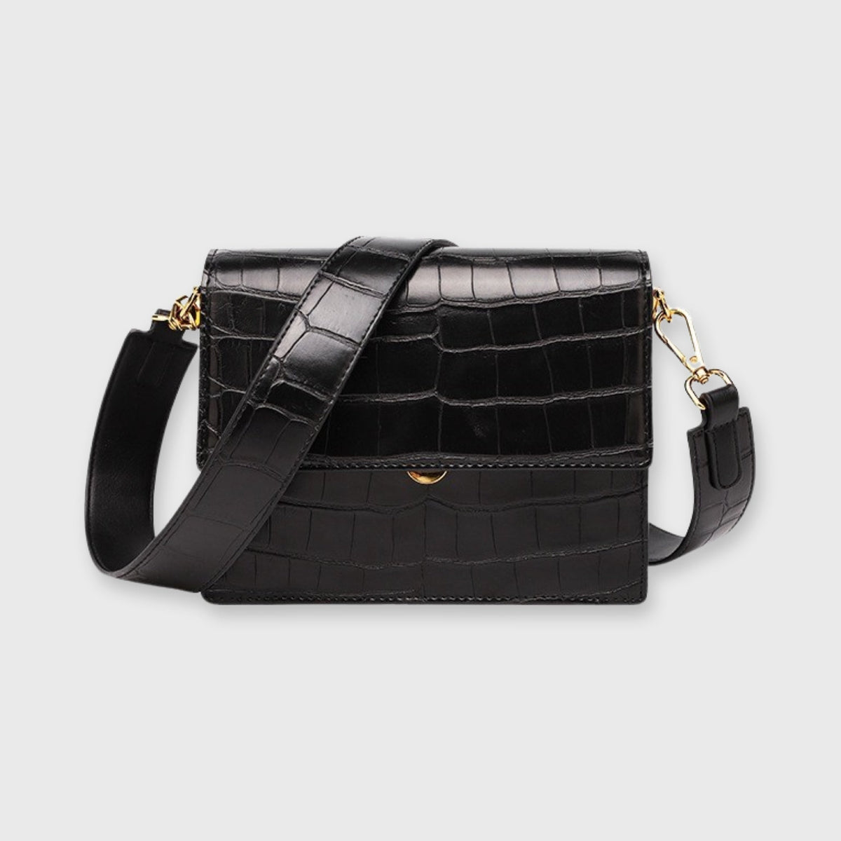 Sac Femme – Imprimé Crocodile et Fermeture à Rabat Format Compact Élégant