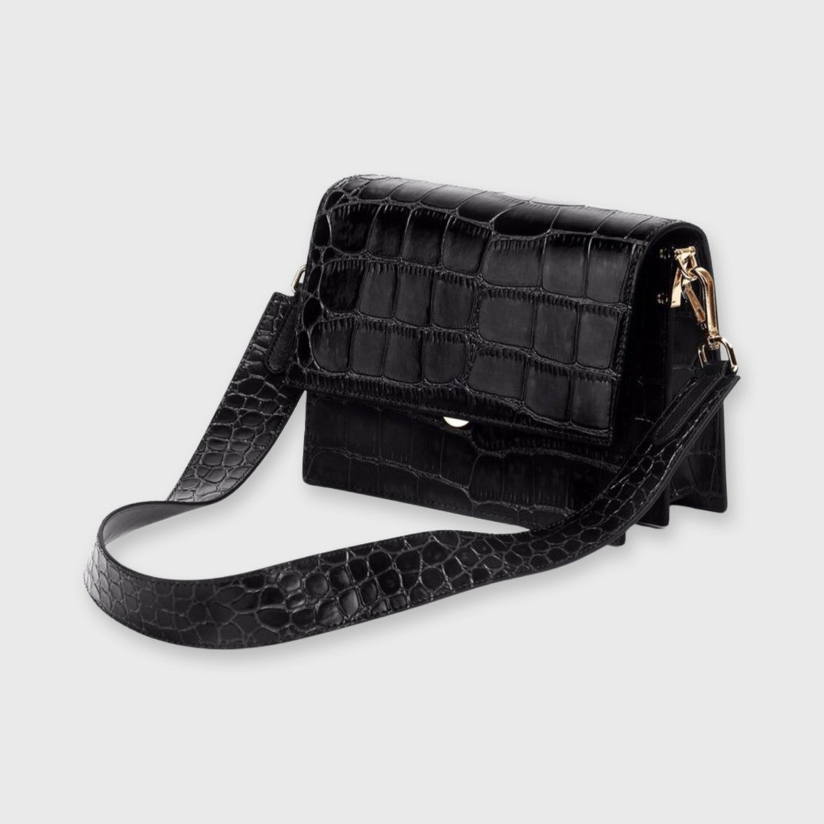 Sac Femme – Imprimé Crocodile et Fermeture à Rabat Format Compact Élégant