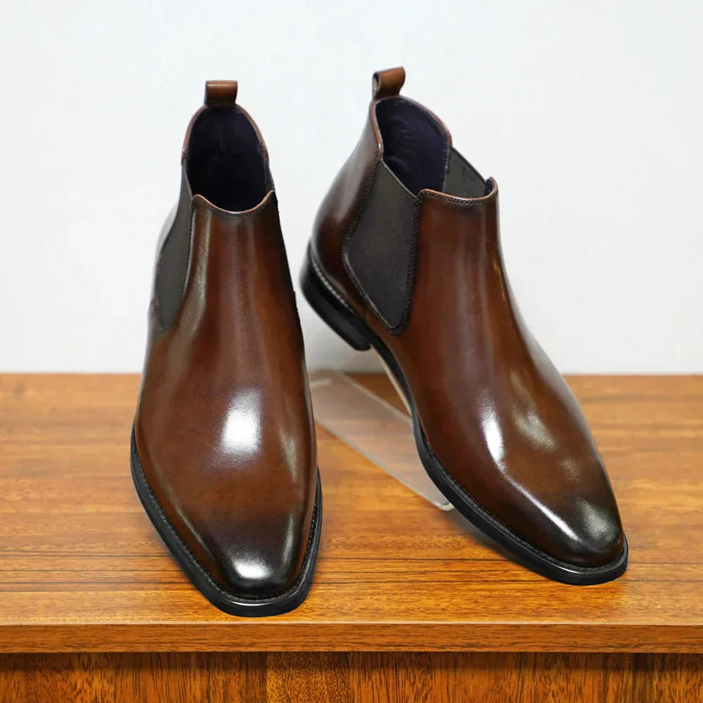 Bottes Chelsea Cuir Pleine Fleur Homme – Semelle Matelassée Confort Durable