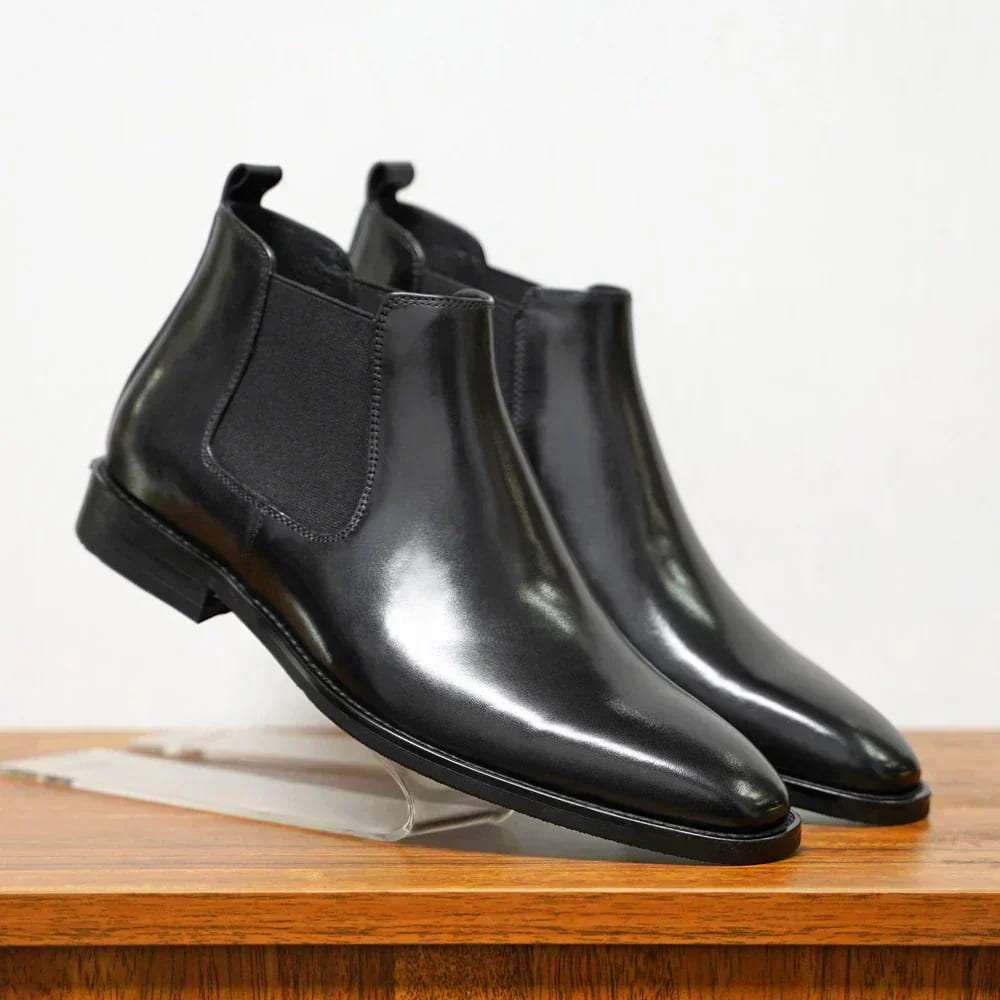Bottes Chelsea Cuir Pleine Fleur Homme – Semelle Matelassée Confort Durable