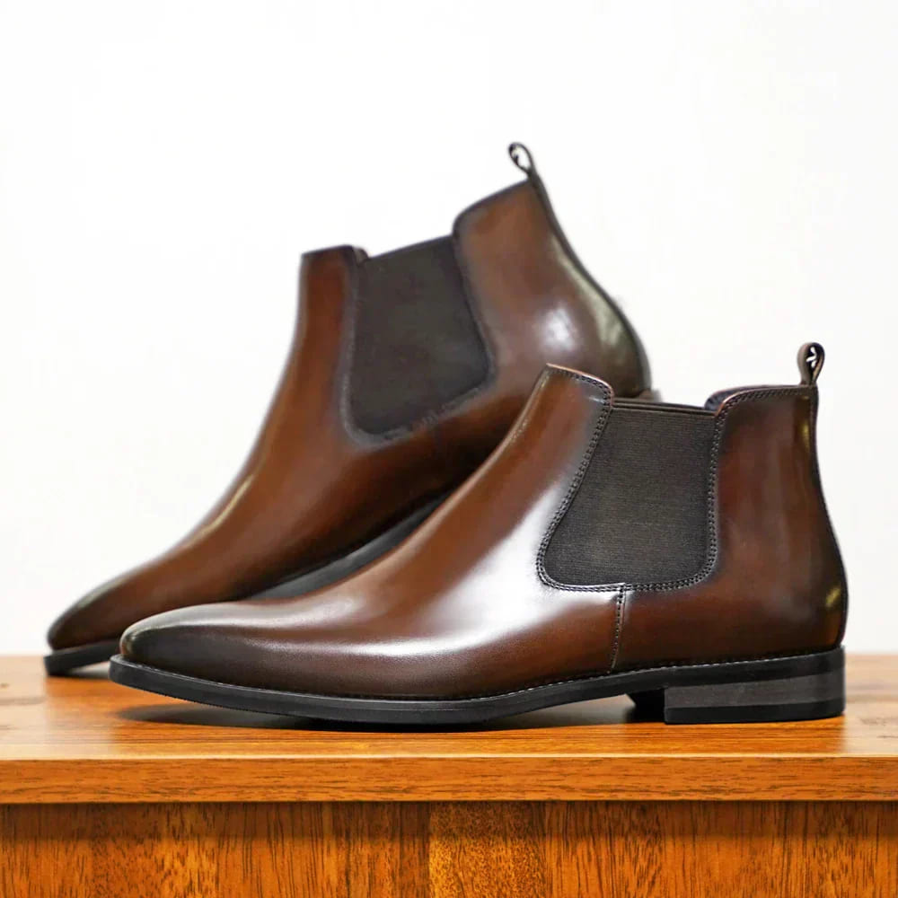 Bottes Chelsea Cuir Pleine Fleur Homme – Semelle Matelassée Confort Durable