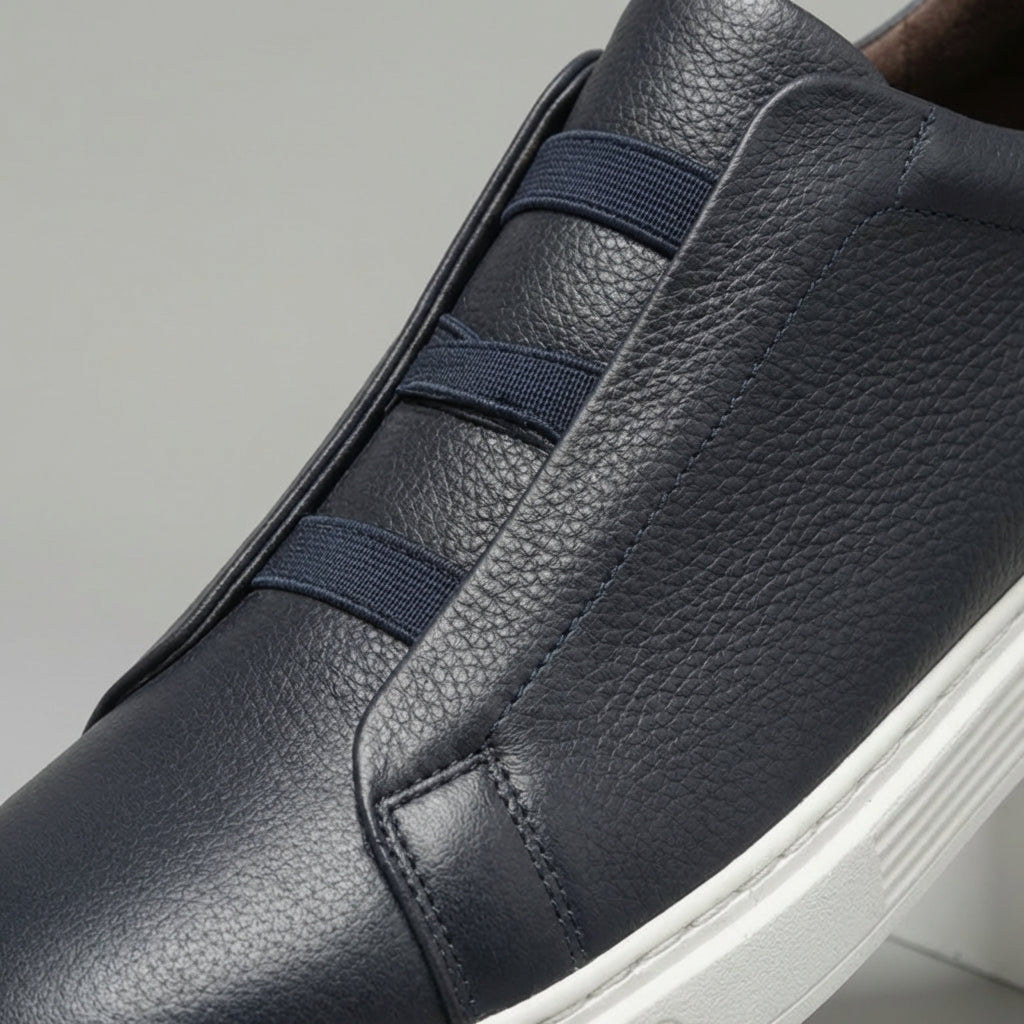 Baskets en Cuir Homme – Lacets Extensibles et Style Raffiné Intemporel