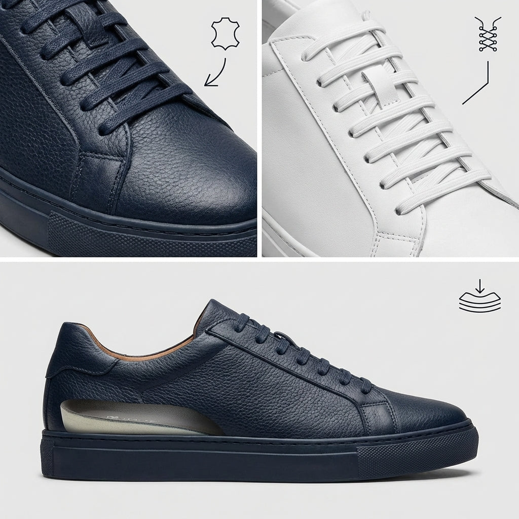 Baskets en Cuir Homme – Lacets Extensibles et Style Raffiné Intemporel