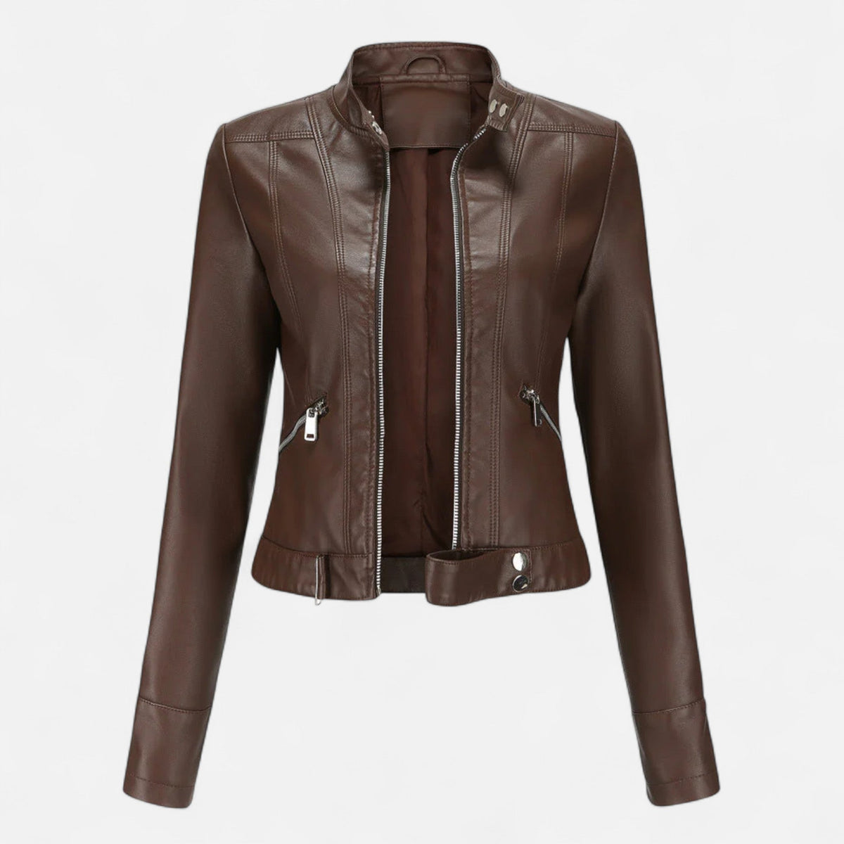Ancienne Monde | Blouson Femme en Cuir Végan Style Classique Raffiné
