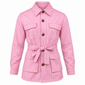 Veste Saharienne Homme Rayée – Coupe Élégante avec Ceinture