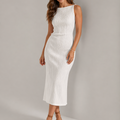 Robe Mi-Longue Texturée Cintrée