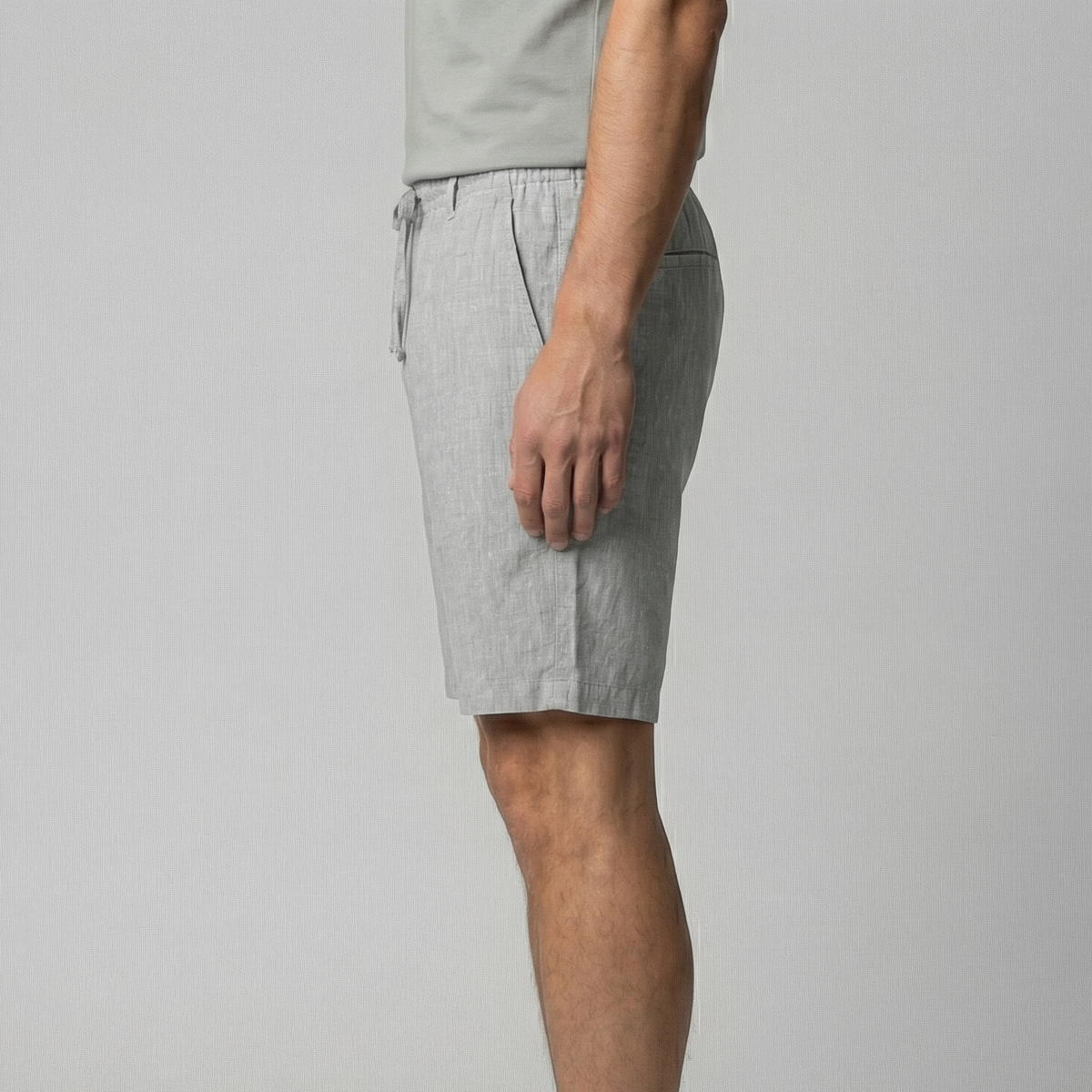 Short Décontracté En Mélange Lin