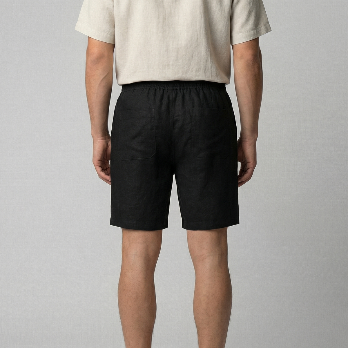 Short Décontracté En Mélange Lin