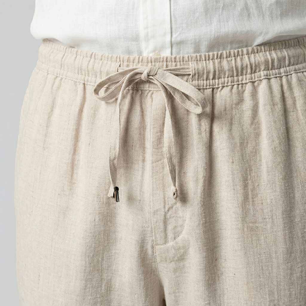 Short Décontracté En Mélange Lin