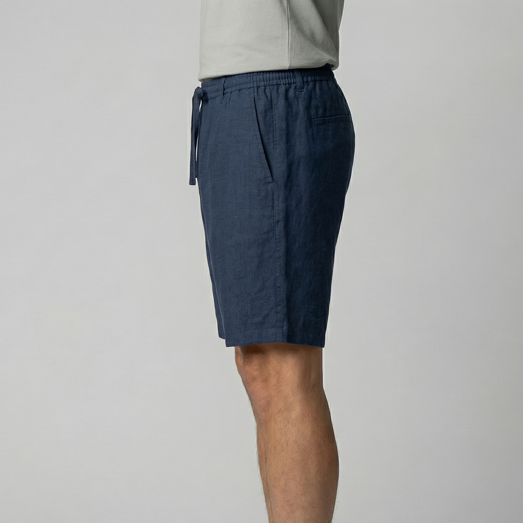 Short Décontracté En Mélange Lin